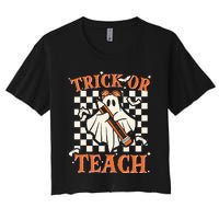 Trick Or Teach Retro Halloween Teacher Women's Crop Top Tee