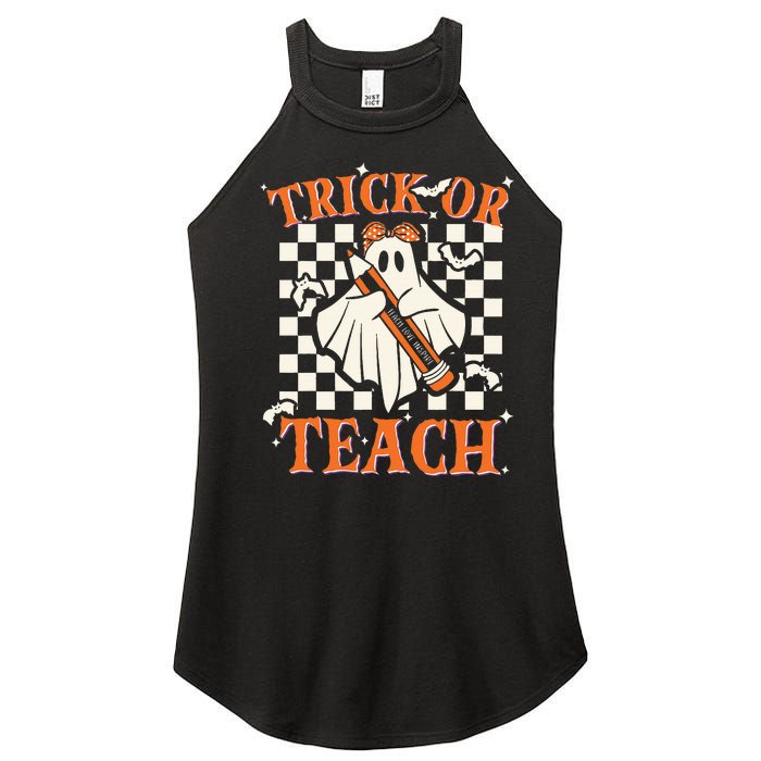 Trick Or Teach Retro Halloween Teacher Women's Perfect Tri Rocker Tank