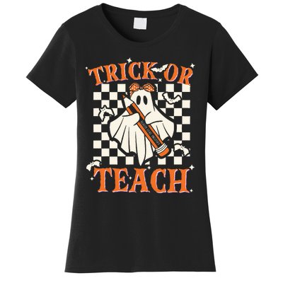 Trick Or Teach Retro Halloween Teacher Women's T-Shirt