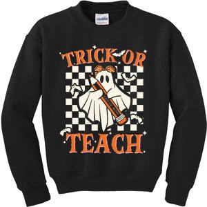 Trick Or Teach Retro Halloween Teacher Kids Sweatshirt