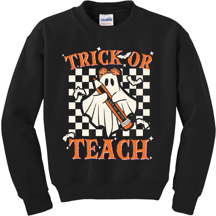 Trick Or Teach Retro Halloween Teacher Kids Sweatshirt