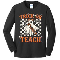 Trick Or Teach Retro Halloween Teacher Kids Long Sleeve Shirt