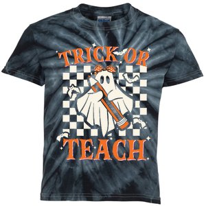 Trick Or Teach Retro Halloween Teacher Kids Tie-Dye T-Shirt