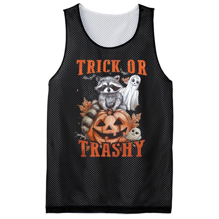 Trick Or Trashy Raccoon Feral Girl Halloween Feral Halloween Mesh Reversible Basketball Jersey Tank