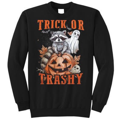 Trick Or Trashy Raccoon Feral Girl Halloween Feral Halloween Tall Sweatshirt