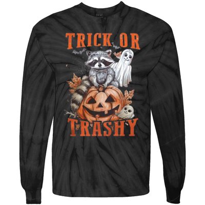 Trick Or Trashy Raccoon Feral Girl Halloween Feral Halloween Tie-Dye Long Sleeve Shirt