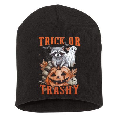 Trick Or Trashy Raccoon Feral Girl Halloween Feral Halloween Short Acrylic Beanie