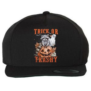 Trick Or Trashy Raccoon Feral Girl Halloween Feral Halloween Wool Snapback Cap