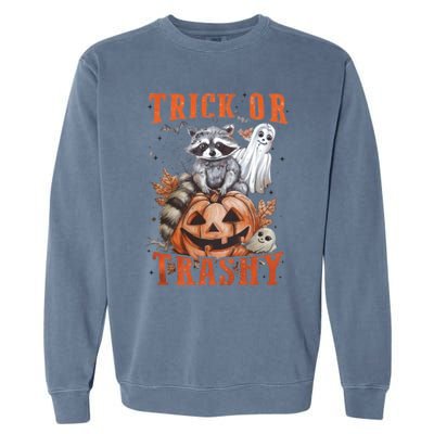 Trick Or Trashy Raccoon Feral Girl Halloween Feral Halloween Garment-Dyed Sweatshirt