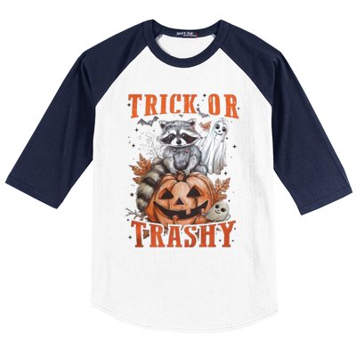 Trick Or Trashy Raccoon Feral Girl Halloween Feral Halloween Baseball Sleeve Shirt