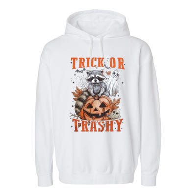 Trick Or Trashy Raccoon Feral Girl Halloween Feral Halloween Garment-Dyed Fleece Hoodie