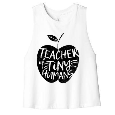 Teacher Of Tiny Hu Funny Preschool Kindergarten Teacher Gift Women's Racerback Cropped Tank