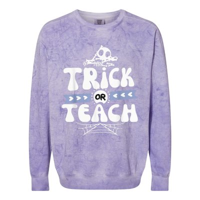 Trick or Teach Funny Halloween for Teachers Colorblast Crewneck Sweatshirt