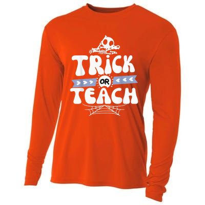 Trick or Teach Funny Halloween for Teachers Cooling Performance Long Sleeve Crew