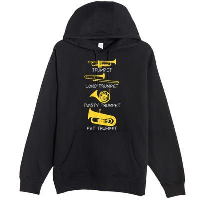 Types Of Trumpet Player  Marching Jazz Band Premium Pullover Hoodie
