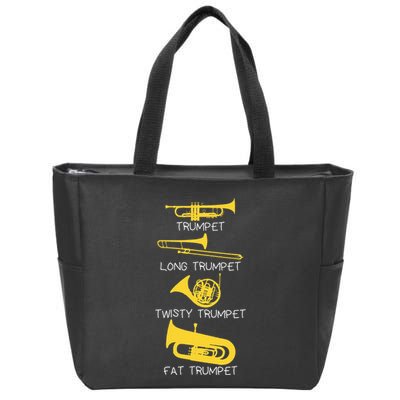 Types Of Trumpet Player  Marching Jazz Band Zip Tote Bag