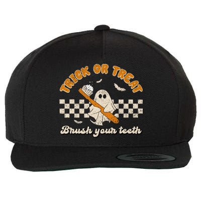 Trick Or Treat Brush Your Teeth Dentist Halloween Costume Gift Wool Snapback Cap