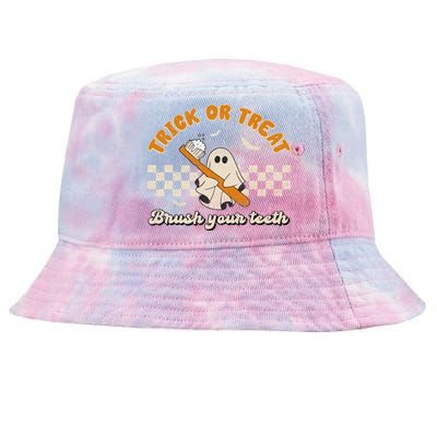 Trick Or Treat Brush Your Teeth Dentist Halloween Costume Gift Tie-Dyed Bucket Hat