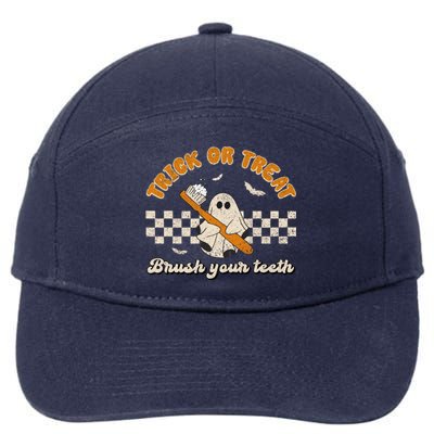 Trick Or Treat Brush Your Teeth Dentist Halloween Costume Gift 7-Panel Snapback Hat