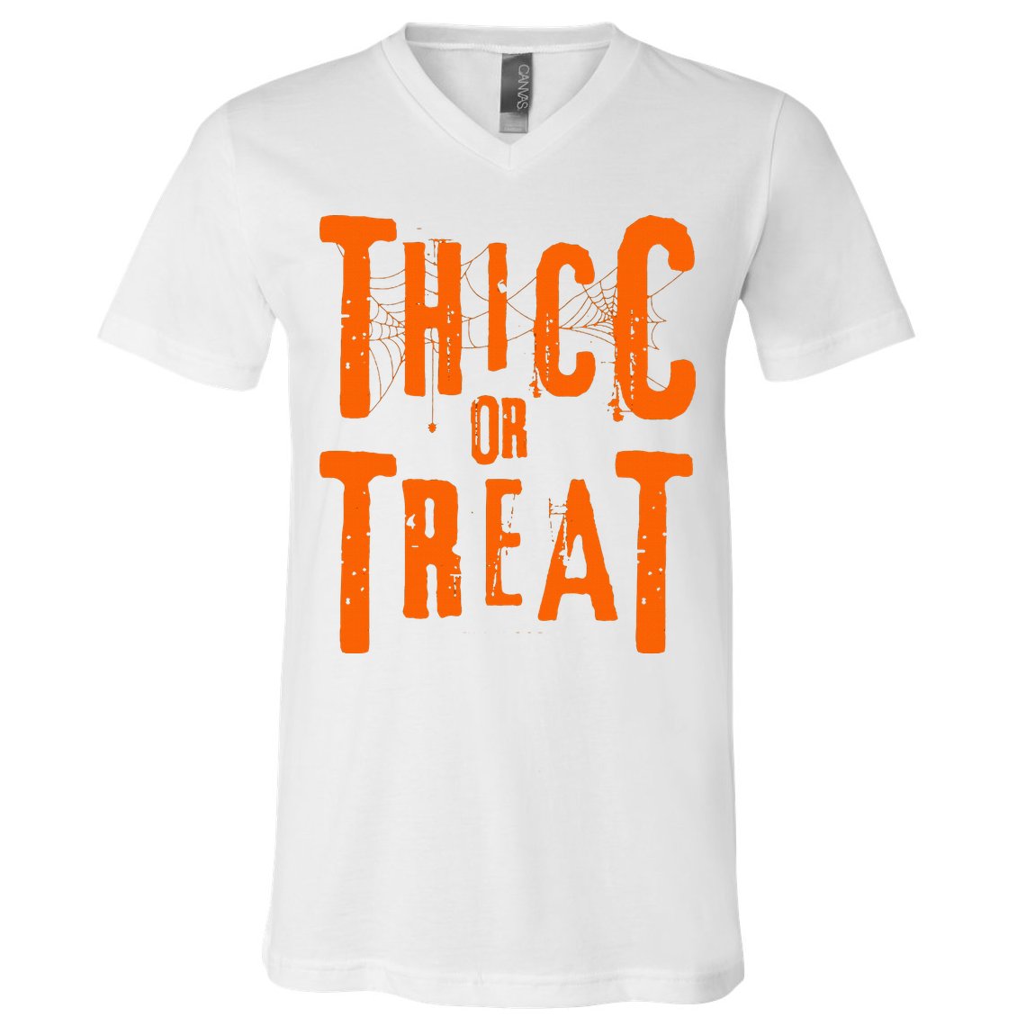 Thicc Or Treat Funny Halloween Workout Fitness Bodybuilding V-Neck T-Shirt