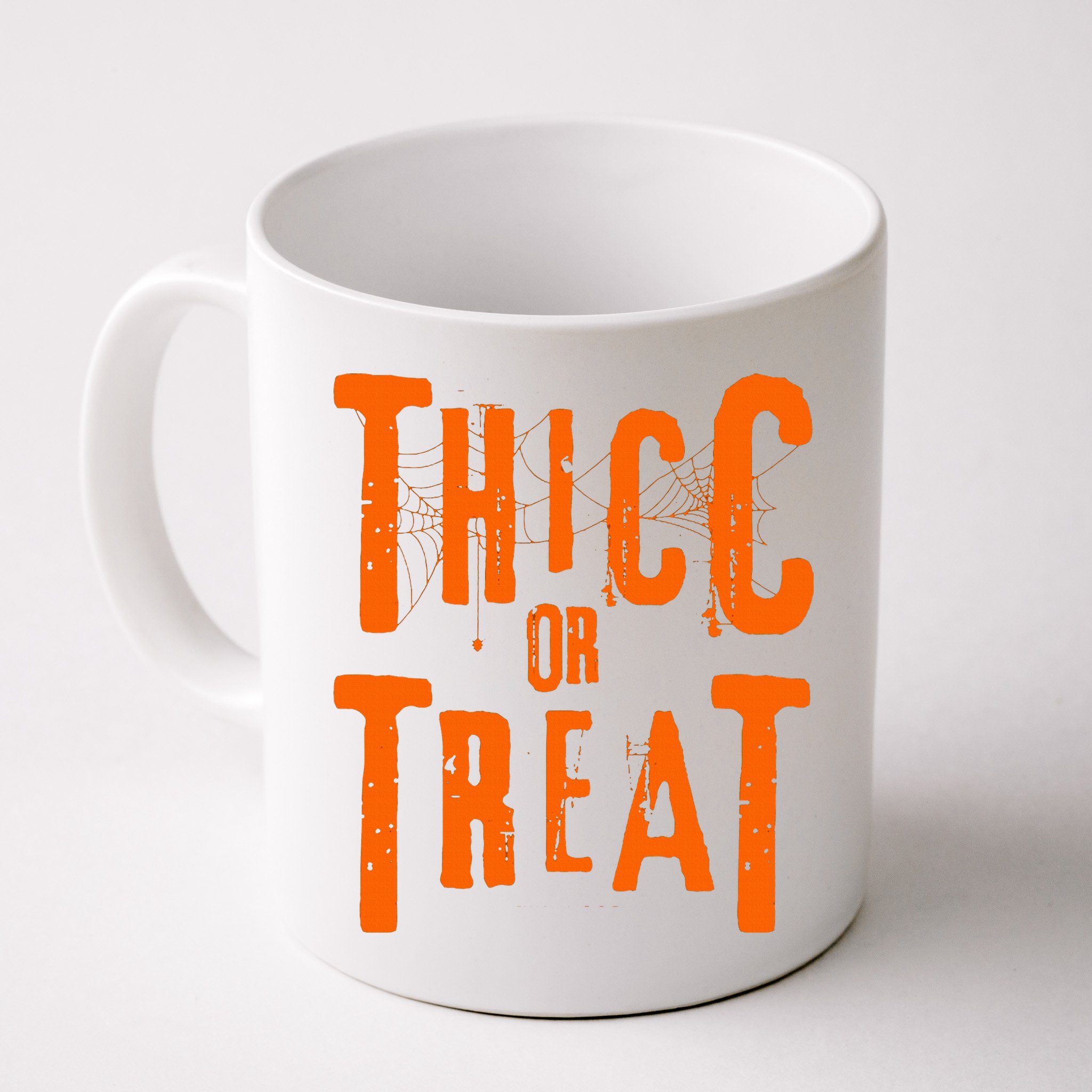 Thicc Or Treat Funny Halloween Workout Fitness Bodybuilding Mug