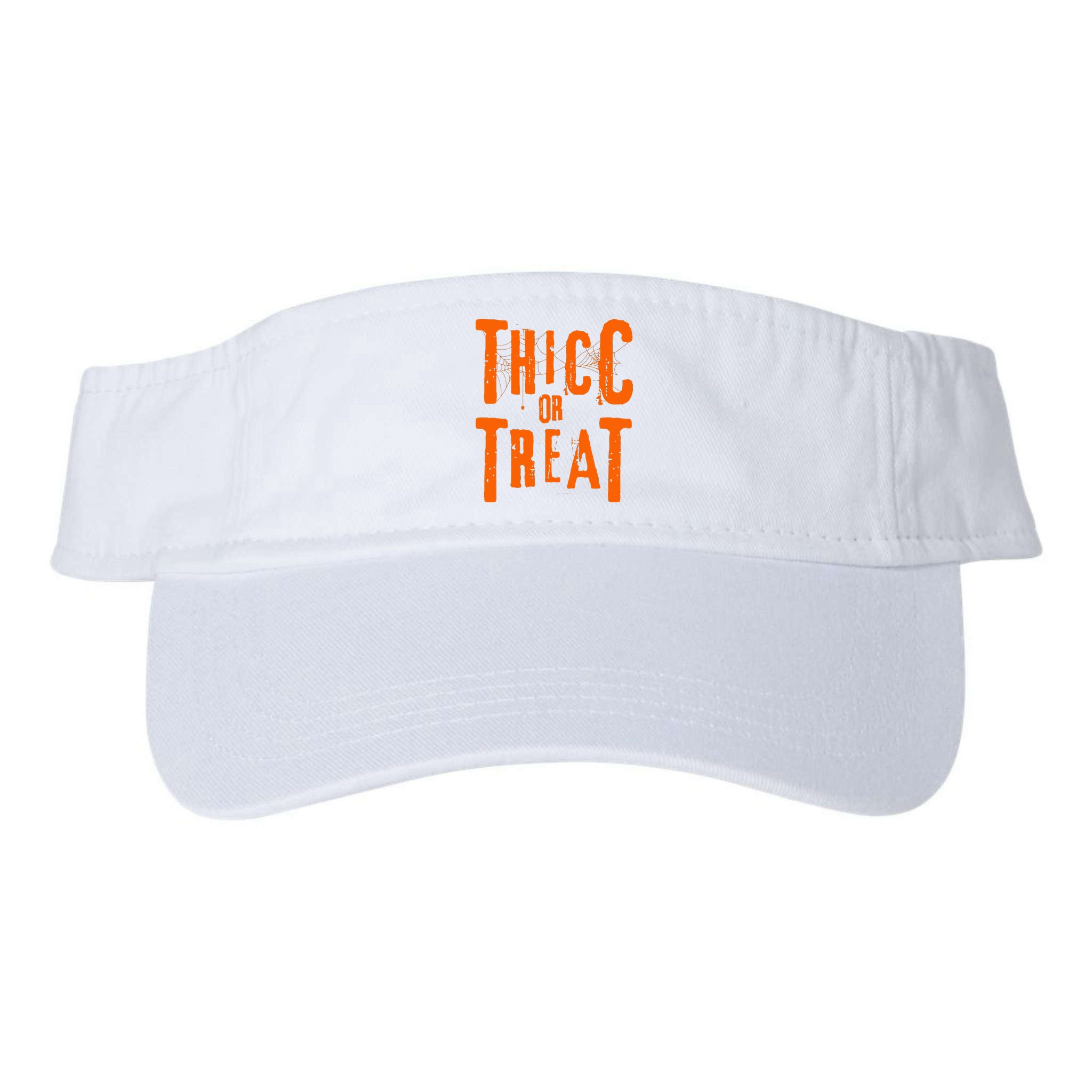 Thicc Or Treat Funny Halloween Workout Fitness Bodybuilding Visor