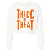 Thicc Or Treat Funny Halloween Workout Fitness Bodybuilding Cropped Pullover Crew