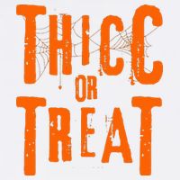 Thicc Or Treat Funny Halloween Workout Fitness Bodybuilding Cropped Pullover Crew