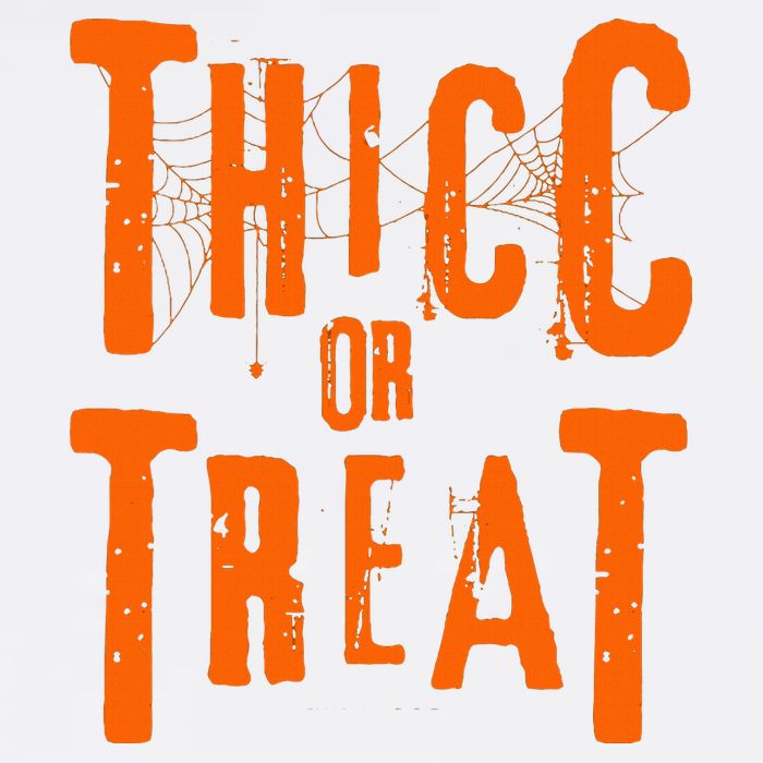Thicc Or Treat Funny Halloween Workout Fitness Bodybuilding Cropped Pullover Crew