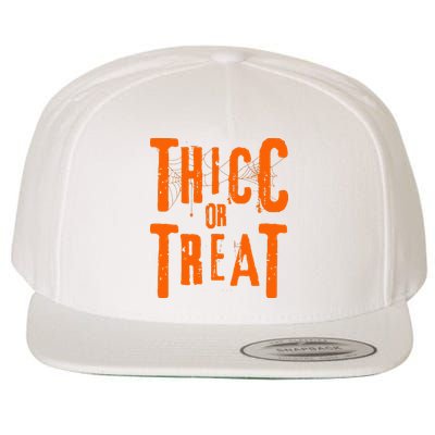 Thicc Or Treat Funny Halloween Workout Fitness Bodybuilding Wool Snapback Cap