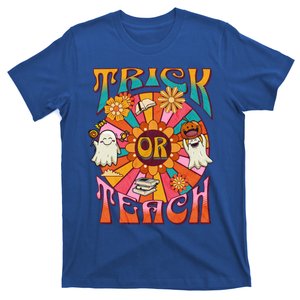 Trick Or Teach Funny Teacher Retro Floral Ghost Halloween Gift T-Shirt