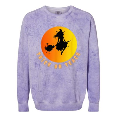 Trick Or Teach, Teacher Halloween, Classroom All Hallows Eve Colorblast Crewneck Sweatshirt