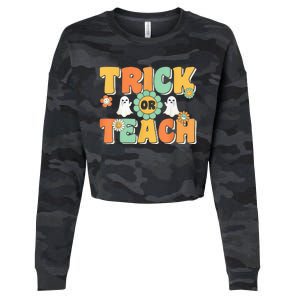 Trick or Teach Funny Halloween for Teachers Cropped Pullover Crew