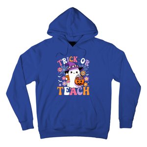 Trick Or Teach Groovy Teacher Ghost Funny Halloween Teacher Gift Hoodie