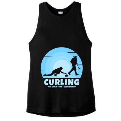 The Only Time I Ever Sweep Curling Player On Funny Curling Gift Ladies PosiCharge Tri-Blend Wicking Tank