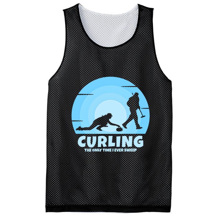 The Only Time I Ever Sweep Curling Player On Funny Curling Gift Mesh Reversible Basketball Jersey Tank