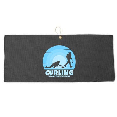 The Only Time I Ever Sweep Curling Player On Funny Curling Gift Large Microfiber Waffle Golf Towel