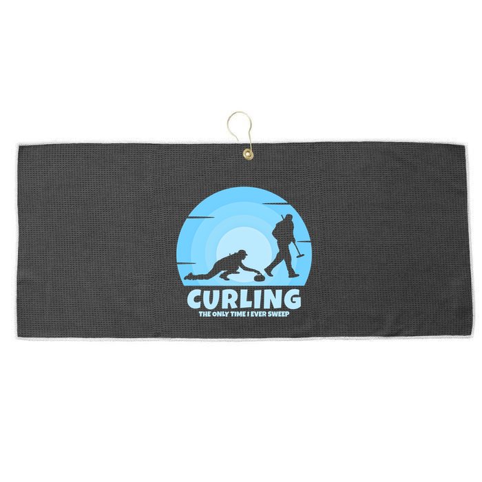 The Only Time I Ever Sweep Curling Player On Funny Curling Gift Large Microfiber Waffle Golf Towel