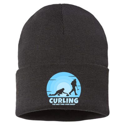 The Only Time I Ever Sweep Curling Player On Funny Curling Gift Sustainable Knit Beanie
