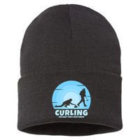 The Only Time I Ever Sweep Curling Player On Funny Curling Gift Sustainable Knit Beanie