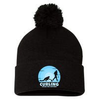 The Only Time I Ever Sweep Curling Player On Funny Curling Gift Pom Pom 12in Knit Beanie