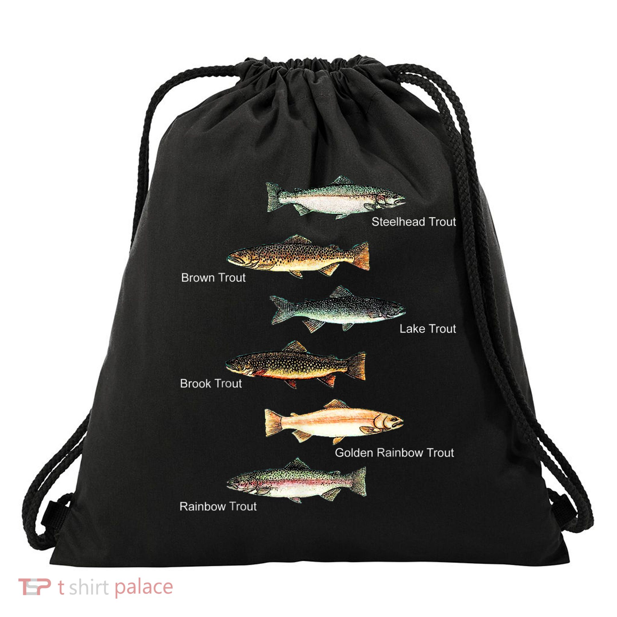 Types Of Trout Fish Species Collection Fishing Drawstring Bag