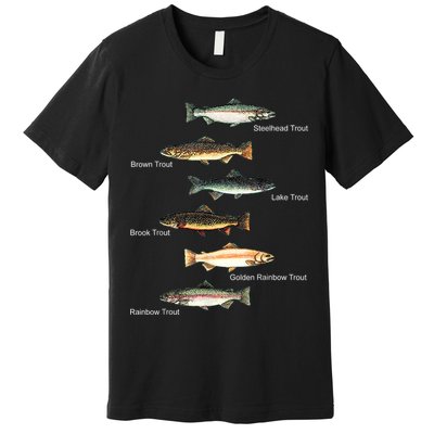 Types Of Trout Fish Species Collection Fishing Premium T-Shirt