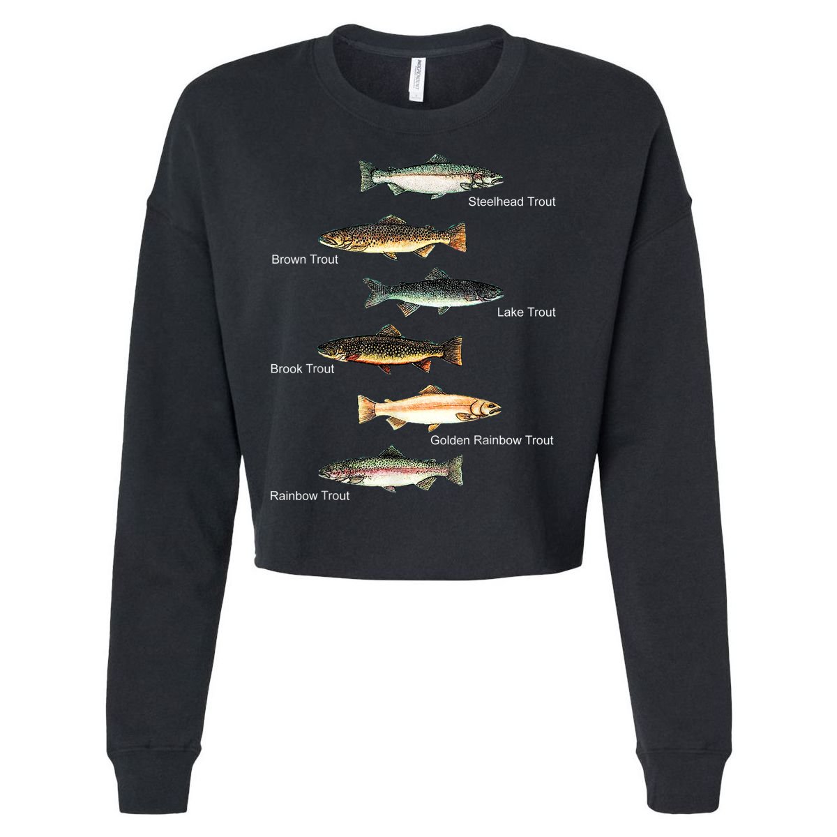 Types Of Trout Fish Species Collection Fishing Cropped Pullover Crew