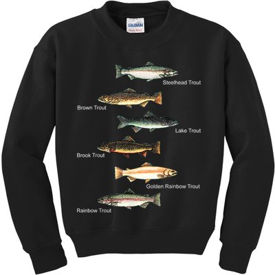 Types Of Trout Fish Species Collection Fishing Kids Sweatshirt