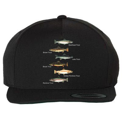 Types Of Trout Fish Species Collection Fishing Wool Snapback Cap