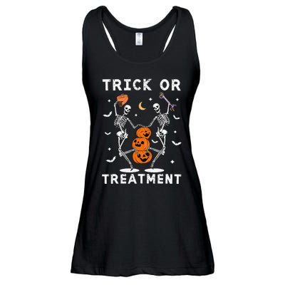 Trick Or Treatment Physical Therapy Skeleton Pt Halloween Ladies Essential Flowy Tank