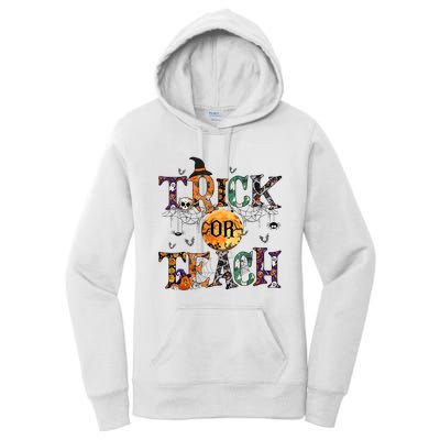 Trick Or Teach Witch Pumpkin Halloween Women's Pullover Hoodie