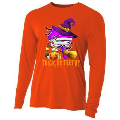 Trick Or Treat Brush Your Teeth Dentist Halloween Gift Cooling Performance Long Sleeve Crew