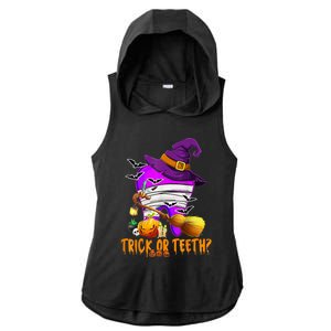 Trick Or Treat Brush Your Teeth Dentist Halloween Gift Ladies PosiCharge Tri-Blend Wicking Draft Hoodie Tank